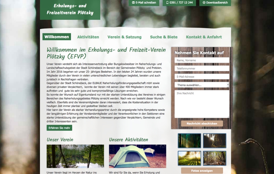 Webseite Plötzky - Naherholungsgebiet Magdeburg Tourismus