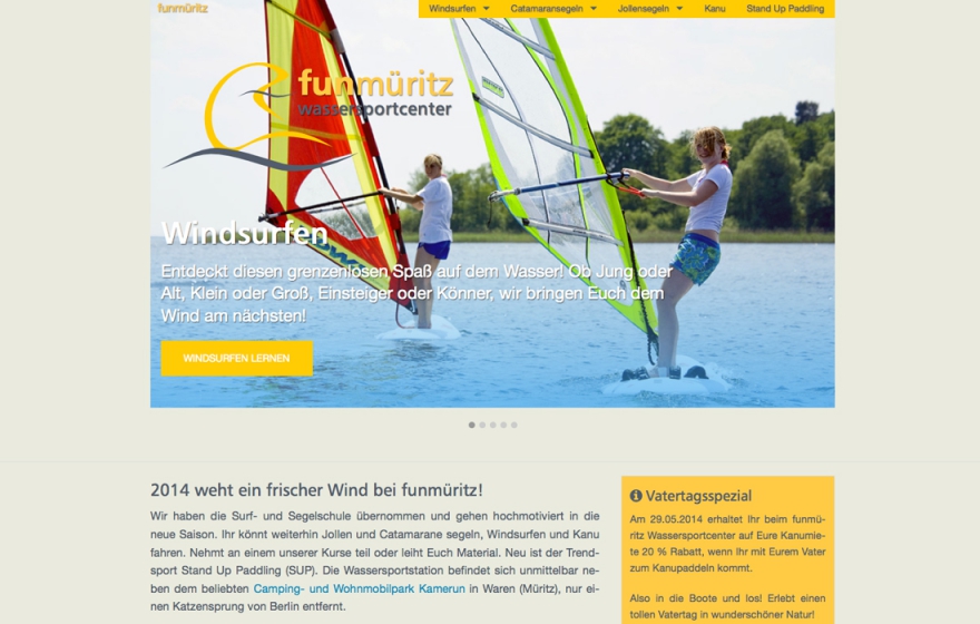Webseite Waren an der Müritz Sport & Action Tourismus
